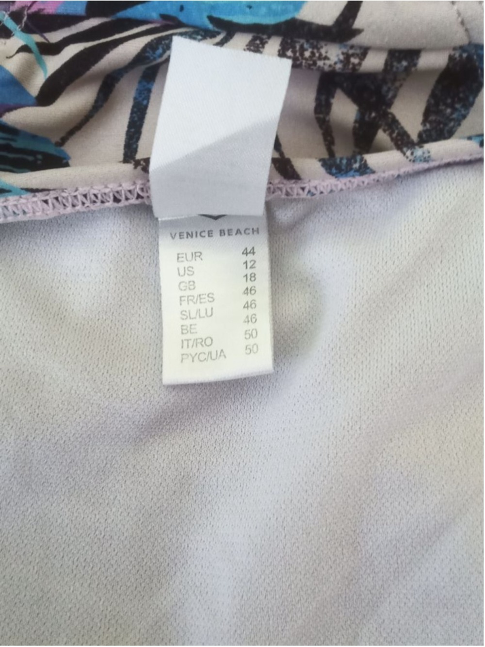 Venice Beach Bikini Bottoms Beige Blue Floral Size 12 - Picture 3 of 4